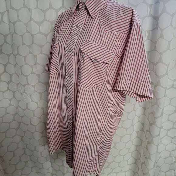 Mens Vintage Ruddock Western Shirt Red Striped Pearl Snap Rodeo - Picture 4 of 6